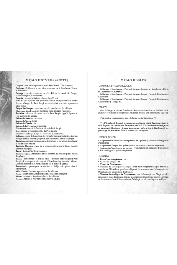 Le livret de personnage