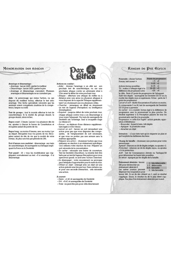Pax Elfica - Dossier de personnage 5e édition
